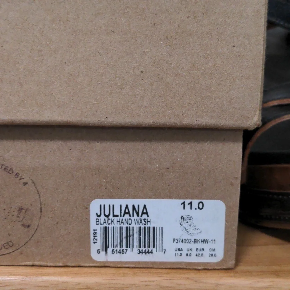 BedStu Juliana Black Leather Platform Wedge Sandals sz 11 New w Box - Picture 9 of 12